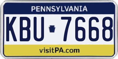 PA license plate KBU7668