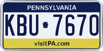 PA license plate KBU7670