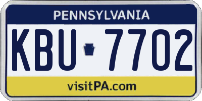 PA license plate KBU7702