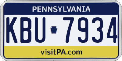 PA license plate KBU7934