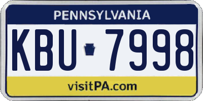 PA license plate KBU7998