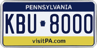 PA license plate KBU8000