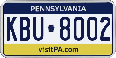 PA license plate KBU8002