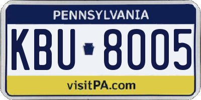PA license plate KBU8005