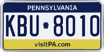 PA license plate KBU8010