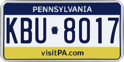 PA license plate KBU8017