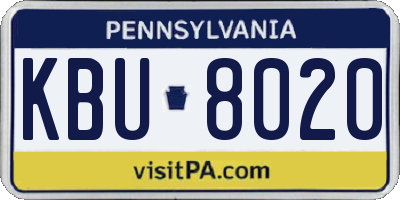 PA license plate KBU8020