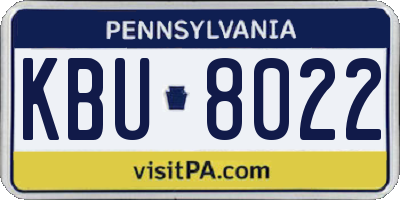 PA license plate KBU8022