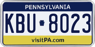 PA license plate KBU8023