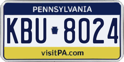 PA license plate KBU8024