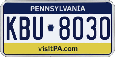 PA license plate KBU8030