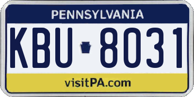 PA license plate KBU8031