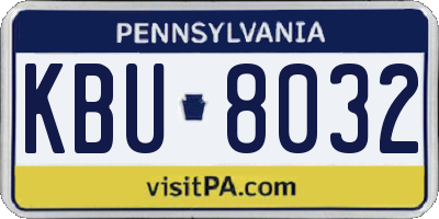 PA license plate KBU8032