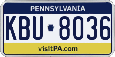 PA license plate KBU8036
