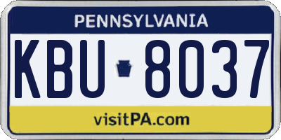 PA license plate KBU8037