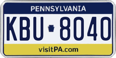 PA license plate KBU8040