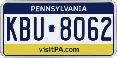 PA license plate KBU8062