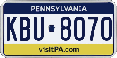 PA license plate KBU8070