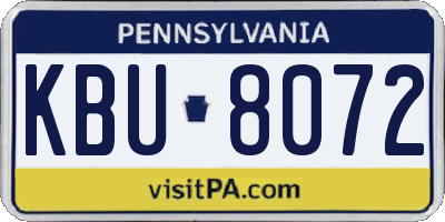 PA license plate KBU8072