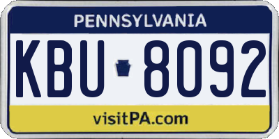 PA license plate KBU8092