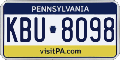 PA license plate KBU8098