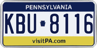 PA license plate KBU8116