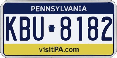 PA license plate KBU8182