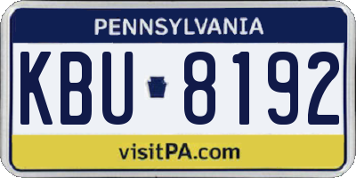 PA license plate KBU8192