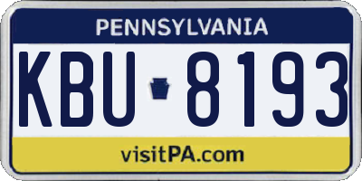 PA license plate KBU8193