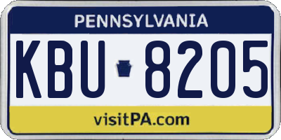 PA license plate KBU8205