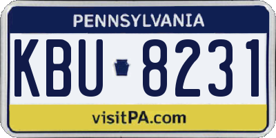 PA license plate KBU8231