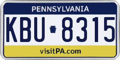 PA license plate KBU8315