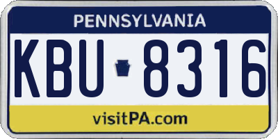 PA license plate KBU8316