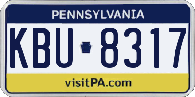 PA license plate KBU8317
