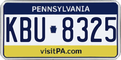 PA license plate KBU8325