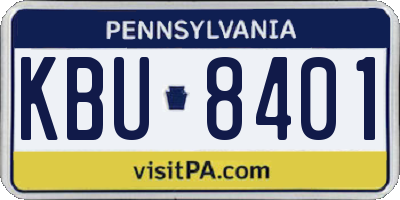 PA license plate KBU8401