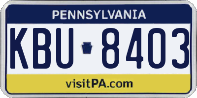 PA license plate KBU8403