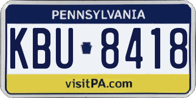 PA license plate KBU8418