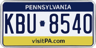 PA license plate KBU8540