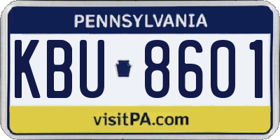 PA license plate KBU8601