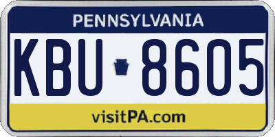 PA license plate KBU8605