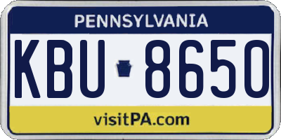 PA license plate KBU8650