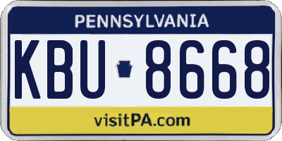 PA license plate KBU8668
