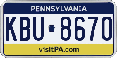 PA license plate KBU8670