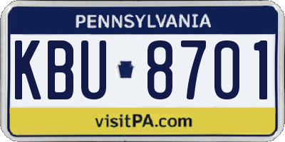 PA license plate KBU8701