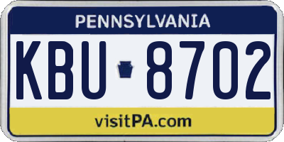 PA license plate KBU8702
