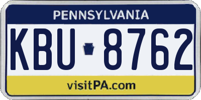 PA license plate KBU8762