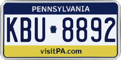 PA license plate KBU8892