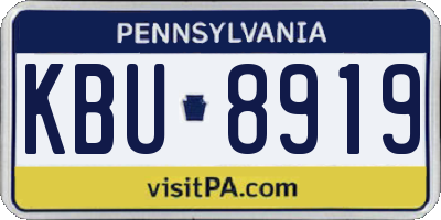PA license plate KBU8919