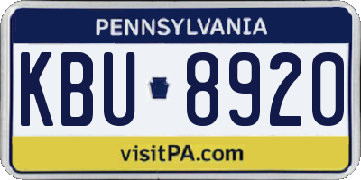PA license plate KBU8920